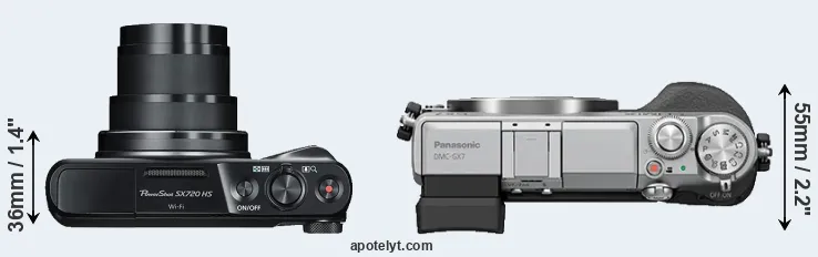 Compare SX720 versus GX7 top