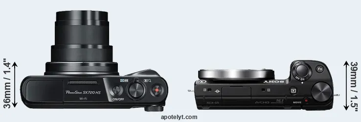Compare SX720 versus NEX-5R top