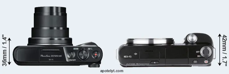 Compare SX720 versus NEX-F3 top