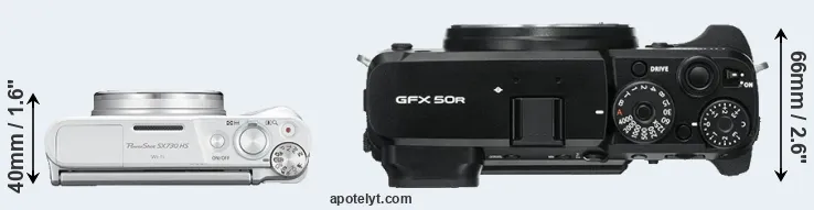 Compare SX730 versus GFX 50R top