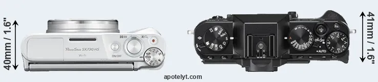 Compare SX730 versus X-T20 top