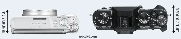 Compare SX730 versus X-T30 top