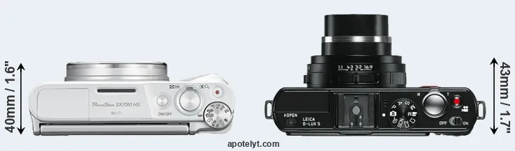 Compare SX730 versus D-LUX 5 top