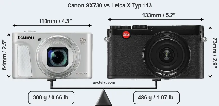 Size Canon SX730 vs Leica X Typ 113