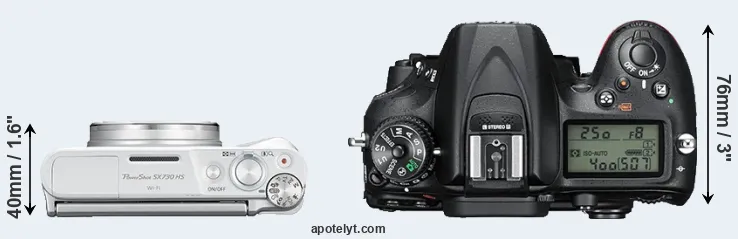Compare SX730 versus D7200 top