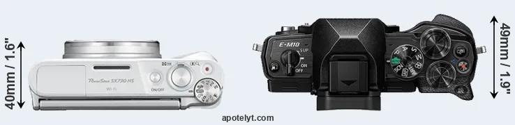 Compare SX730 versus E-M10 IV top