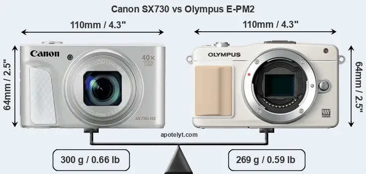 Size Canon SX730 vs Olympus E-PM2