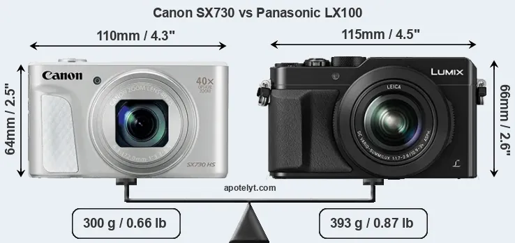 Size Canon SX730 vs Panasonic LX100