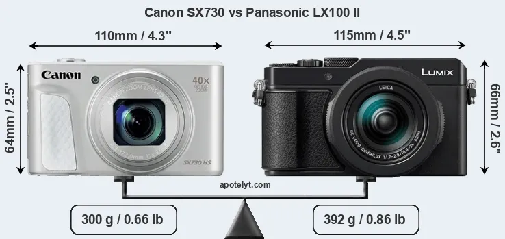 Size Canon SX730 vs Panasonic LX100 II