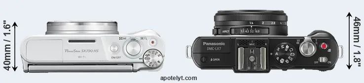 Compare SX730 versus LX7 top