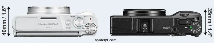 Compare SX730 versus GR II top
