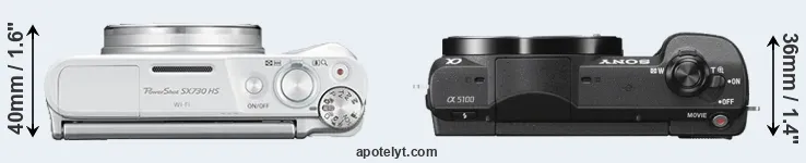 Compare SX730 versus A5100 top