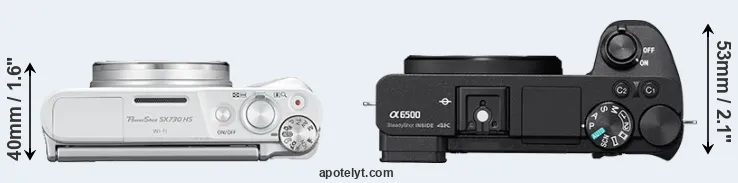 Compare SX730 versus A6500 top