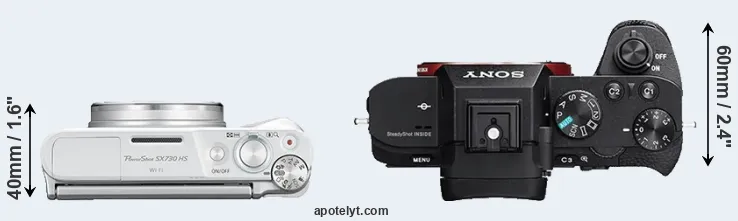 Compare SX730 versus A7 II top