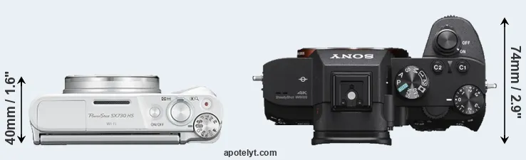 Compare SX730 versus A7 III top