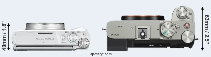 Compare SX730 versus A7C II top
