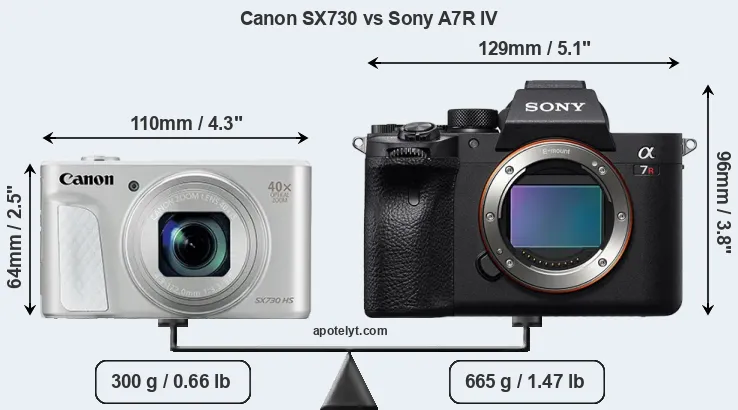Size Canon SX730 vs Sony A7R IV