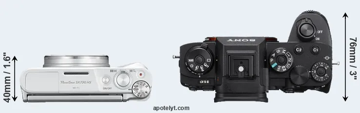 Compare SX730 versus A9 II top