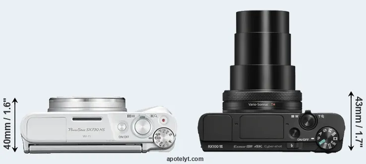 Compare SX730 versus RX100 VII top