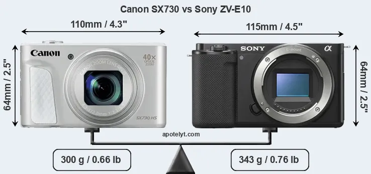 Size Canon SX730 vs Sony ZV-E10