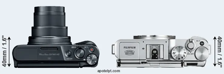 Compare SX740 versus X-A2 top