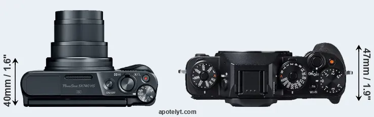 Compare SX740 versus X-T1 top