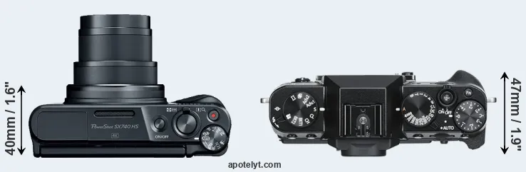 Compare SX740 versus X-T30 top