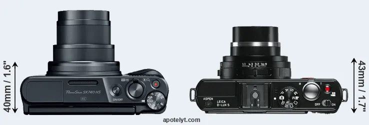 Compare SX740 versus D-LUX 5 top