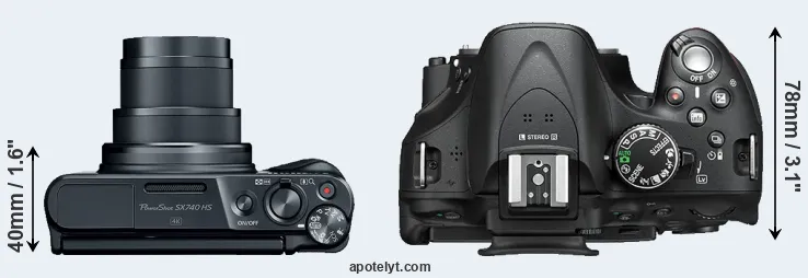 Compare SX740 versus D5200 top