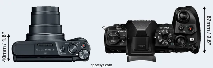 Compare SX740 versus E-M1 II top