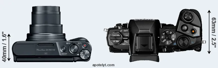 Compare SX740 versus E-M1 top