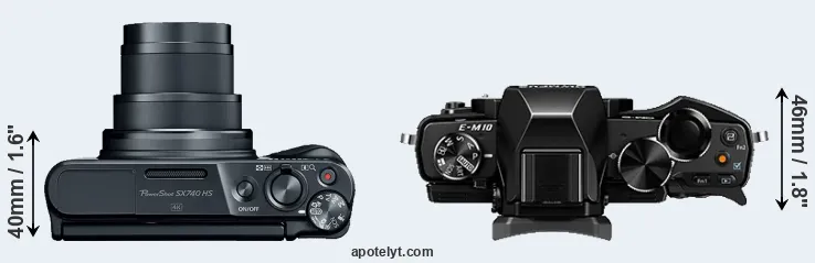 Compare SX740 versus E-M10 top