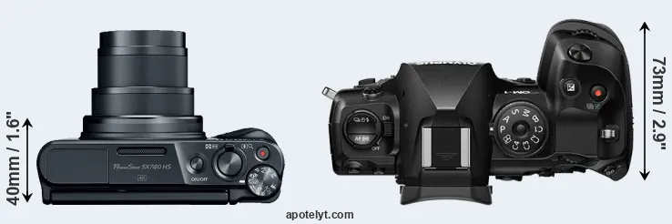 Compare SX740 versus OM-1 top
