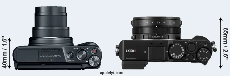 Compare SX740 versus LX100 II top
