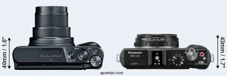 Compare SX740 versus LX5 top