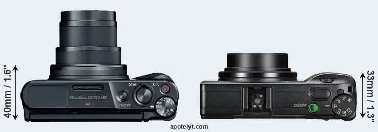 Compare SX740 versus GR III top