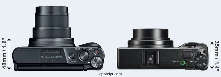 Compare SX740 versus GR IIIx top