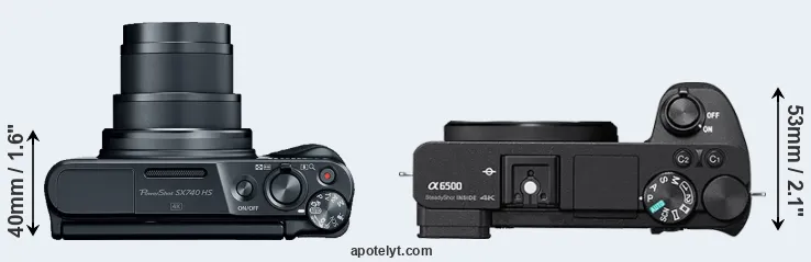 Compare SX740 versus A6500 top