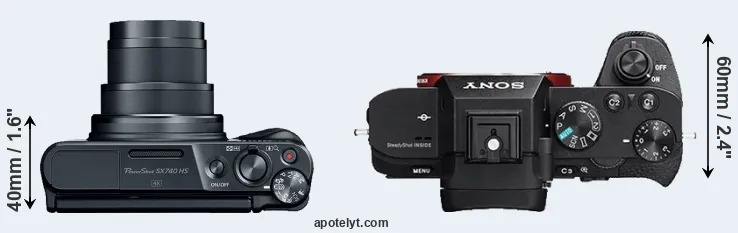 Compare SX740 versus A7 II top