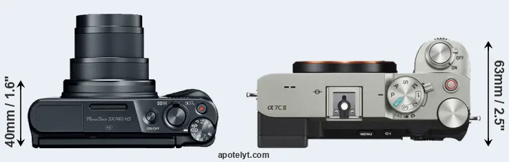 Compare SX740 versus A7C II top