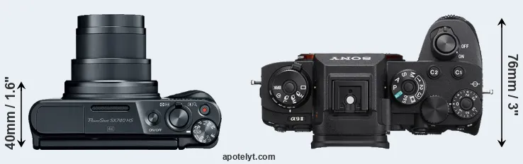 Compare SX740 versus A9 II top