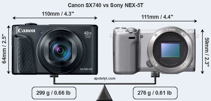 Size Canon SX740 vs Sony NEX-5T