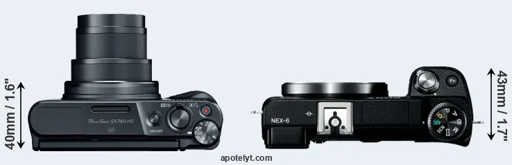 Compare SX740 versus NEX-6 top
