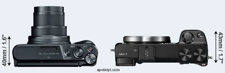 Compare SX740 versus NEX-7 top