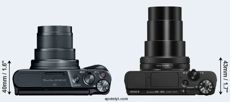Compare SX740 versus RX100 VI top