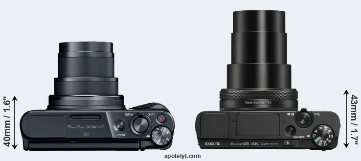 Compare SX740 versus RX100 VII top