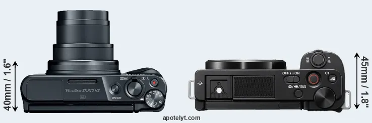 Compare SX740 versus ZV-E10 top