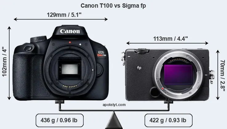 Size Canon T100 vs Sigma fp