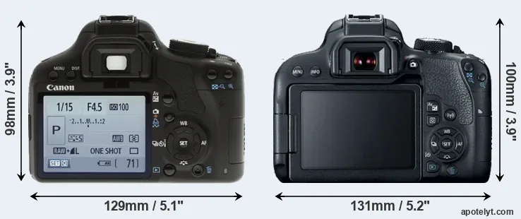 Comparison T1i or T7i rear