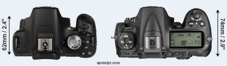 Compare T1i versus D300 top